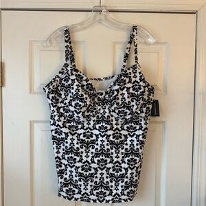 Lands' End Black and White Swim Camisole